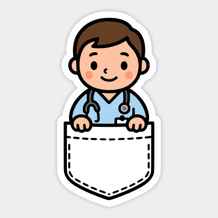 Cute Kawaii Male Nurse Pocket Cartoon Healthcare Medical Sticker